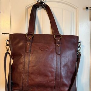 Fossil Rich Brown Leather Messenger Bag